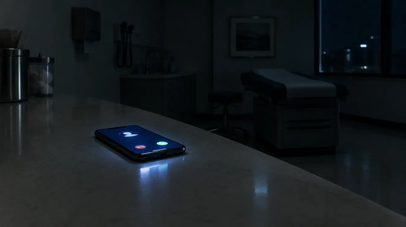 A phone ringing in an empty clinic