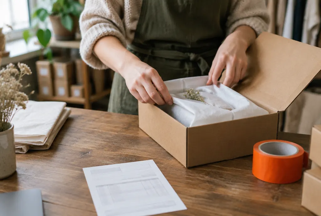 An owner packing an order