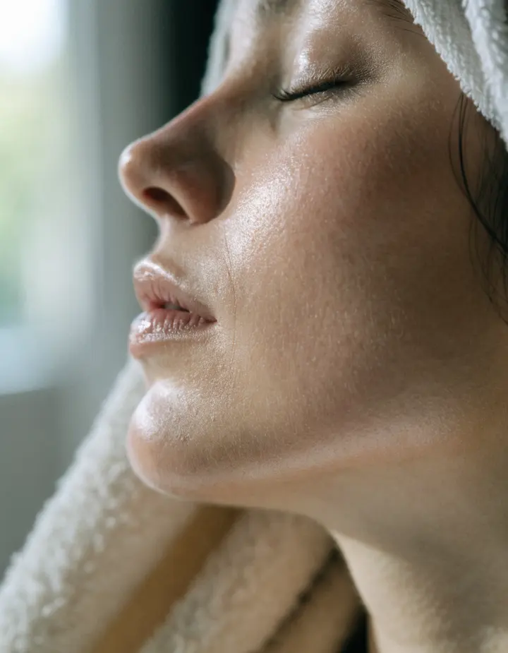 A cheek and jaw in soft profile