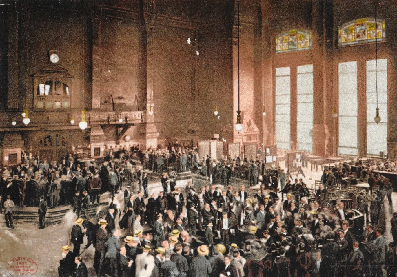 A 1905 postcard of the Board of Trade trading floor in session