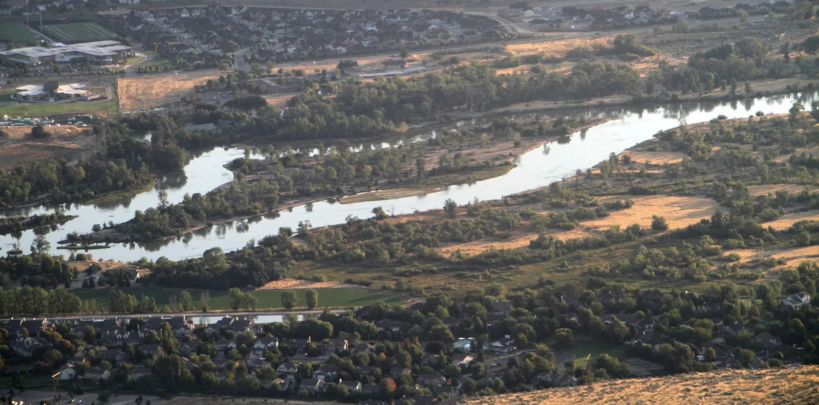 The Boise River and the Greenbelt from the air