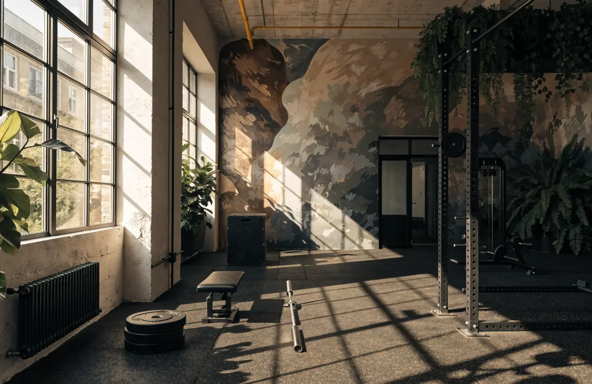 The gym floor in morning light