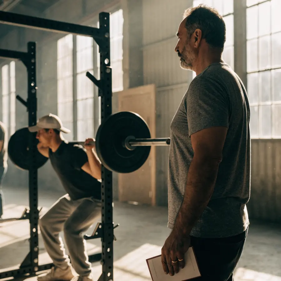 Marcus Delgado, coach at Ironhouse, coaching a lifter