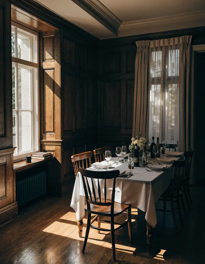 The back room set for a private dinner