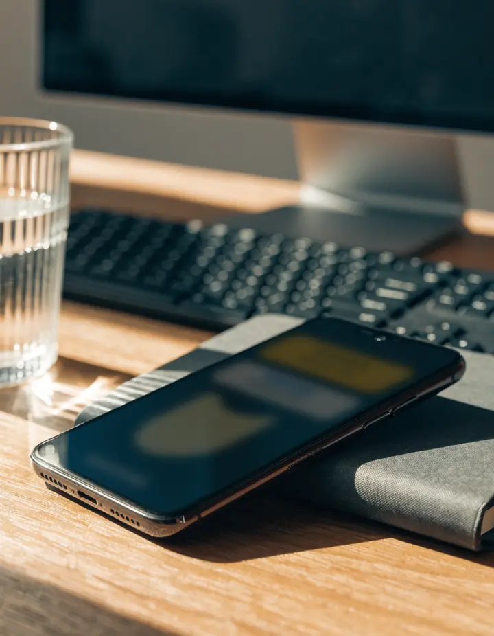 A phone on a desk showing a payment notification