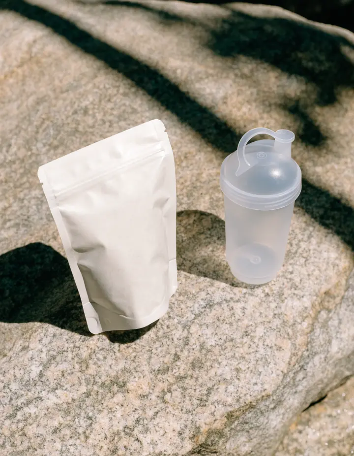 A Rootwell Daily Greens pouch. Its label changes as you choose a flavor and size.