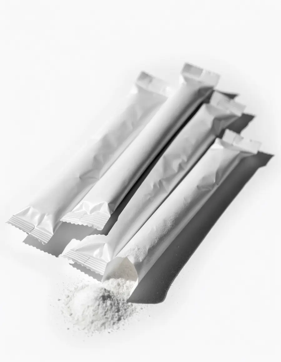 Hydrate stick packs fanned out, one torn open